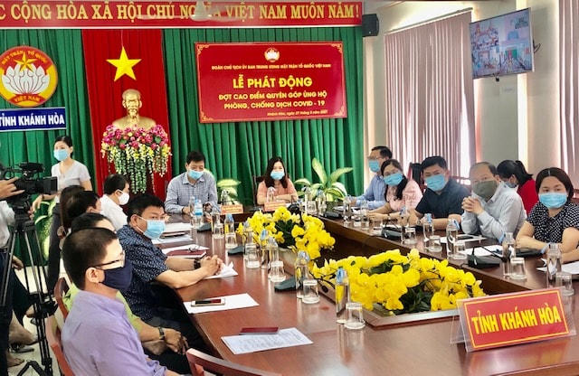 Điểm cầu Khánh Hòa trong Lễ phát động quyên góp ủng hộ phòng chống Covid-19