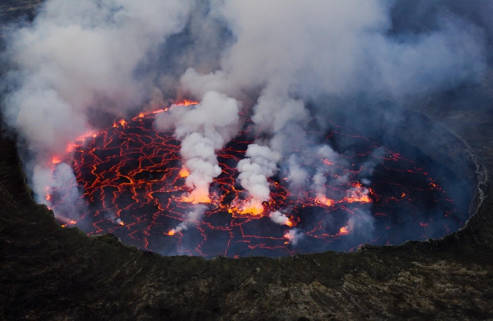 Hồ dung nham Nyiragongo, Congo. (Nguồn: B.S).