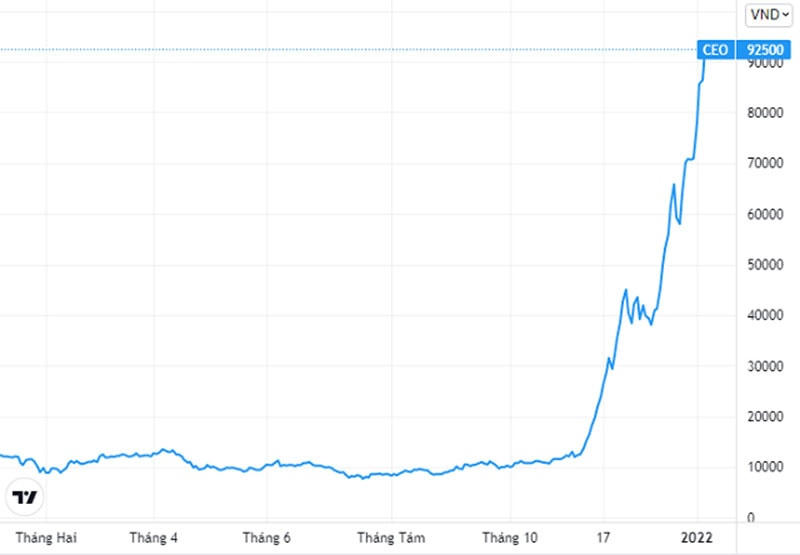 Cổ phiếu CEo đã có nhịp tăng nóng trong thời gian qua. 