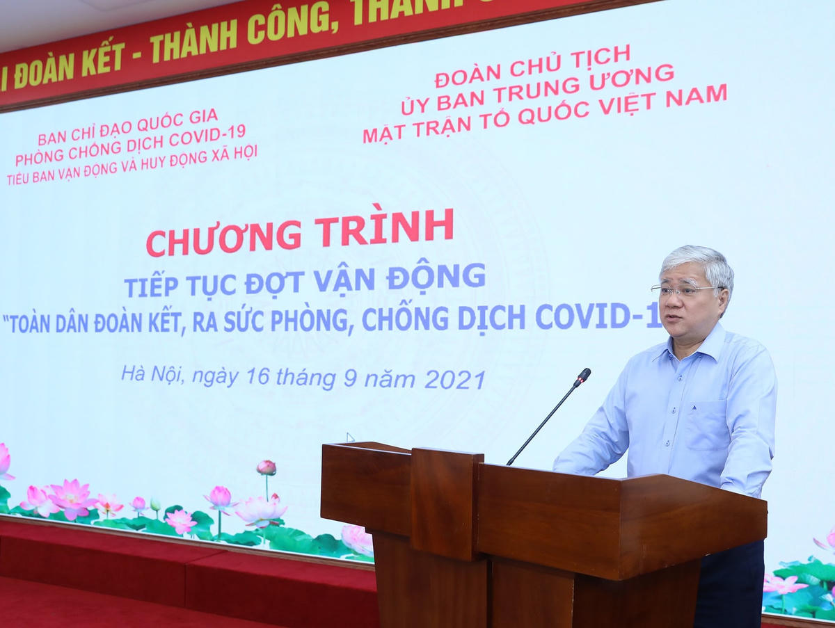 Chủ tịch UBTƯ MTTQ Việt Nam Đỗ Văn Chiến phát động tiếp tục đợt vận động “Toàn dân đoàn kết, ra sức phòng, chống dịch Covid-19”.