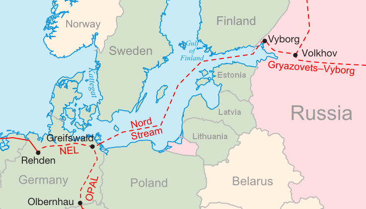 Đường đi của Dự án Nord Stream 2. Nguồn: Wikipedia.