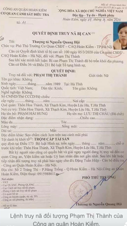 Bà mẹ phạm tội vứt con ở hố ga đang bị truy nã về tội lừa đảo