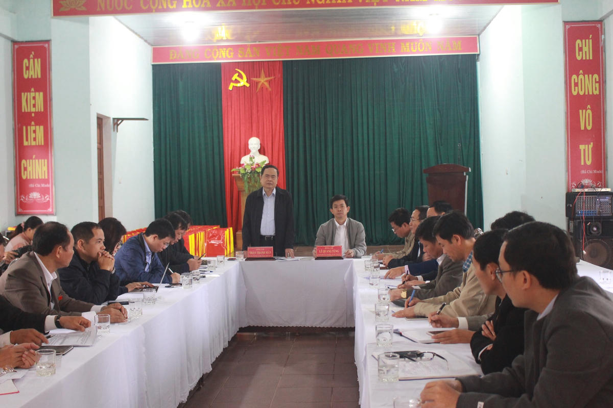 Chủ tịch UBTƯ MTTQ Việt Nam Trần Thanh Mẫn phát biểu chỉ đạo tại buổi làm việc với lãnh đạo tỉnh Quảng Trị.