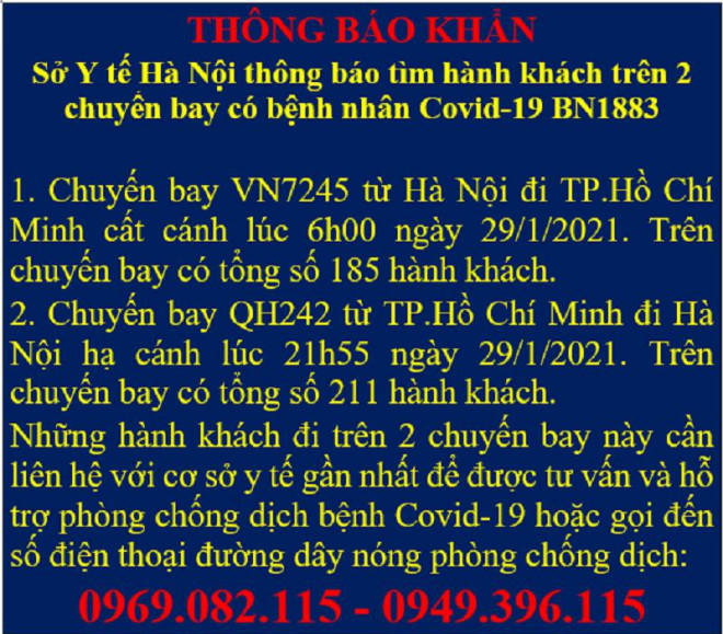Hà Nội: Tìm gần 400 khách đi trên 2 chuyến bay với công chứng viên mắc Covid-19