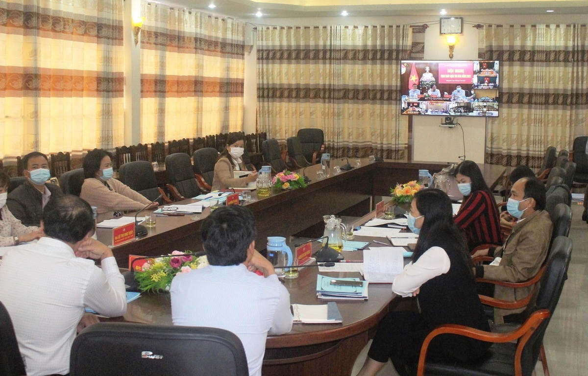 Quang cảnh hội nghị giao ban thi đua công tác Mặt trận năm 2021.