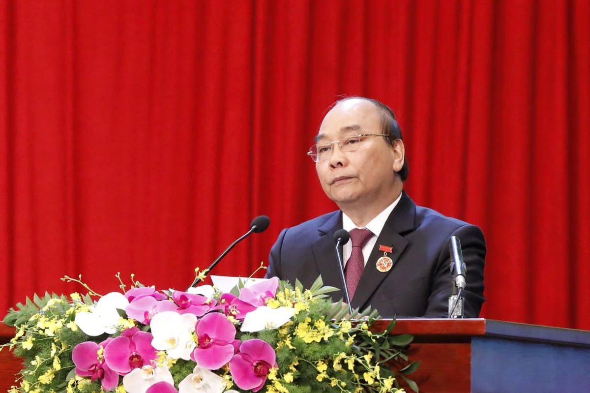 Thủ tướng Nguyễn Xuân Phúc phát biểu tại Đại hội. Ảnh: Quang Vinh.