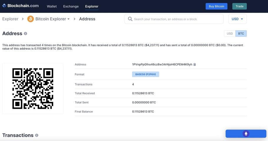 Giao diện trang web chuyển tiền Bitcoin. Ảnh Công an cung cấp.