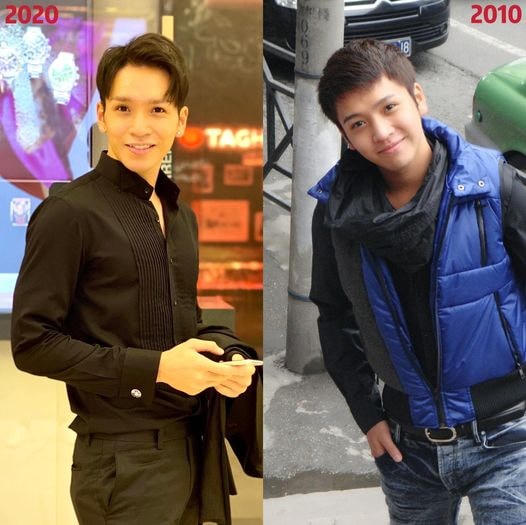 Bạch Công Khanh thích thú với tấm hình so sánh sự thay đổi của bản thân sau 10 năm. 10 năm trước Khanh đã rất đẹp trai rồi.  