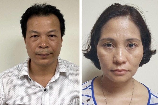 Bị can Nguyễn Ngọc Quỳnh và Nguyễn Thị Kim Dung. Ảnh do Bộ Công an cung cấp.