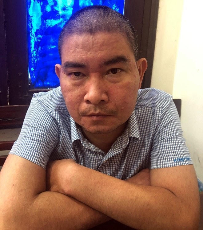 Đối tượng Đặng Hùng Mạnh tại cơ quan chức năng.