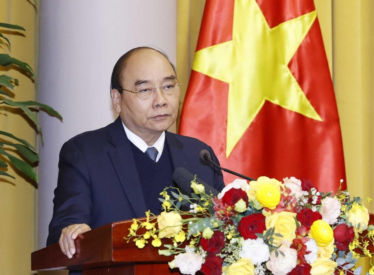 Chủ tịch nước Nguyễn Xuân Phúc phát biểu tại Hội nghị.      Nguồn: VOV