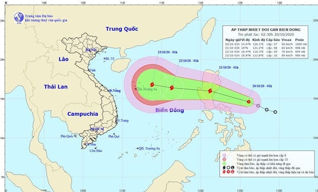 Áp thấp nhiệt đới tiếp tục mạnh thêm, đang hướng vào Biển Đông