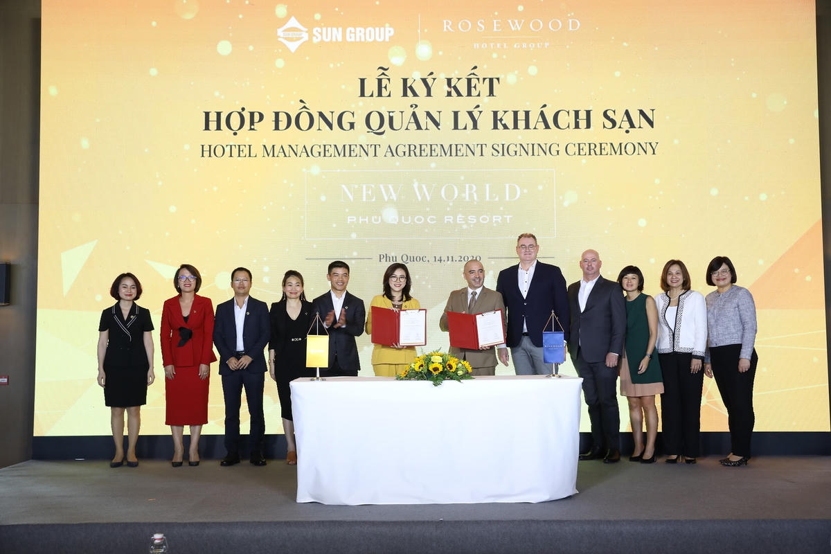 Lễ ký kết hợp tác giữa TĐ Sun Group và TĐ Rosewood Hotel Group.