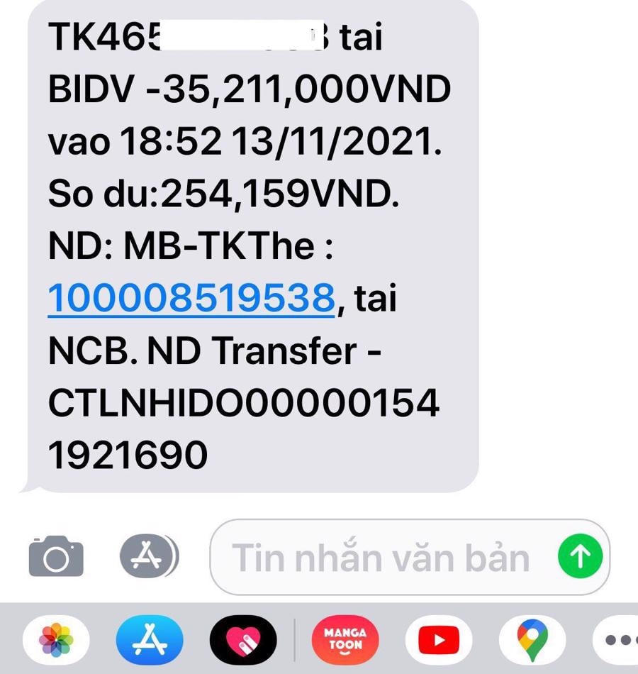 Một người dân mất cảnh giác, truy cập link xấu đã bị chiếm đoạt hơn 35 triệu đồng tiền trong tài khoản cá nhân. Ảnh - Bảo hiểm xã hội Việt Nam cung cấp.