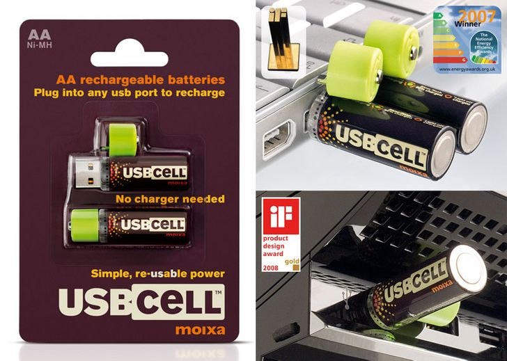 Pin có thể được sạc bằng cổng USB.  