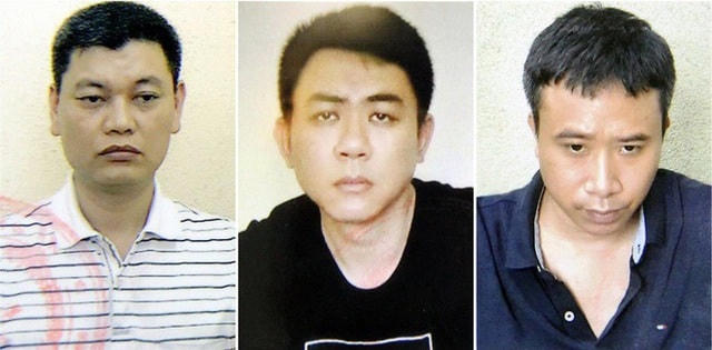 Từ trái qua: Nguyễn Anh Ngọc, Nguyễn Hoàng Trung và Phạm Quang Dũng. Ảnh: Bộ Công an.