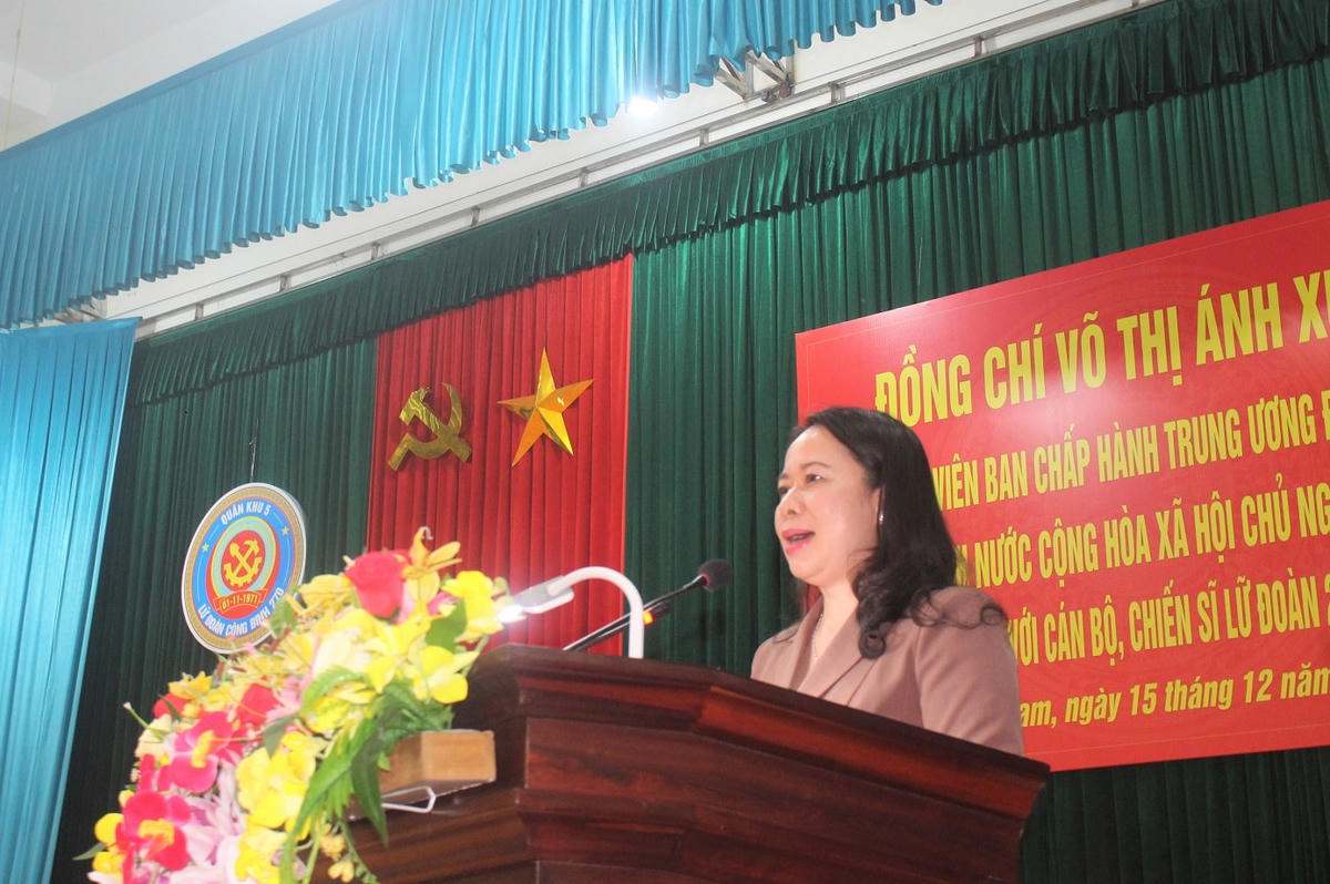 Phó Chủ tịch nước Võ Thị Ánh Xuân phát biểu tại buổi làm việc.