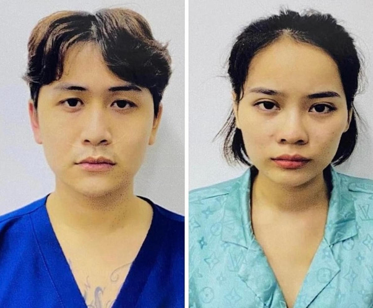 Đối tượng Nguyễn Thị Thúy Quỳnh (bên phải) và Lê Văn Đức (bên trái).