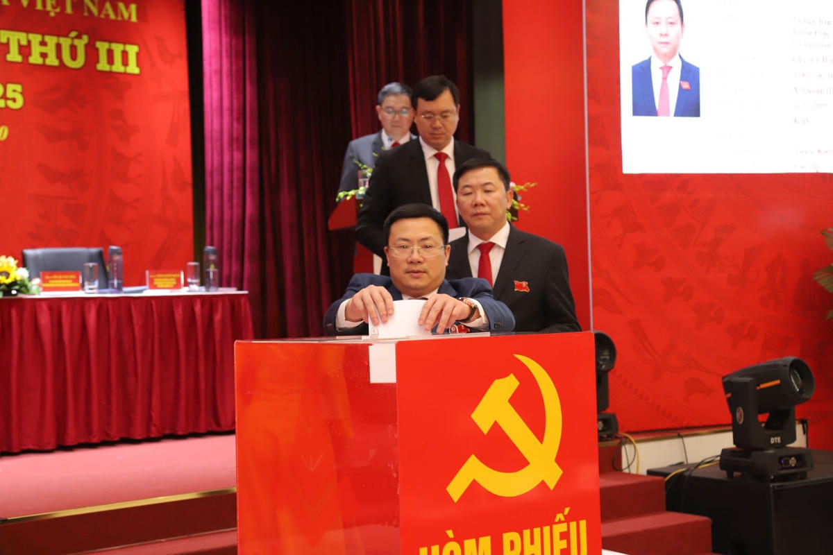 Anhr 3: Các đại biểu bỏ phiếu bầu Ban Chấp hành Đảng bộ Vinataba nhiệm kỳ 2020 - 2025.