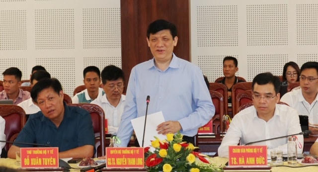 Ông Nguyễn Thanh Long, quyền Bộ trưởng Bộ Y tế phát biểu tại buổi làm việc tại tỉnh Gia Lai.