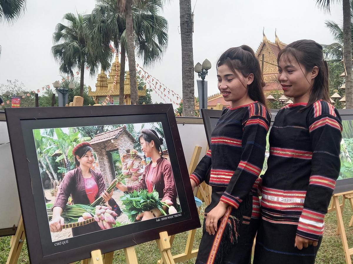  Đồng bào và du khách về tham dự “Ngày Văn hóa các dân tộc Việt Nam” chiêm ngưỡng những bức ảnh sen.