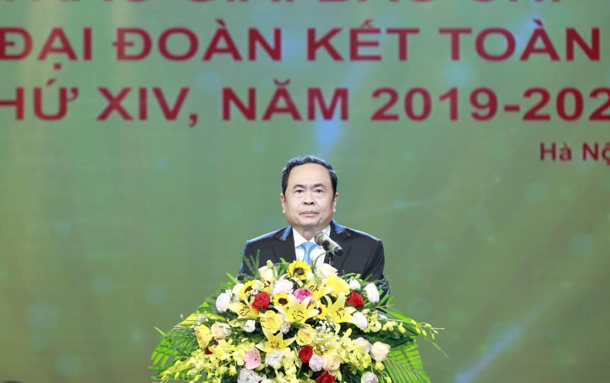 Chủ tịch UBTƯ MTTQ Việt Nam Trần Thanh Mẫn phát biểu tại Lễ trao giải. Ảnh: Quang Vinh.