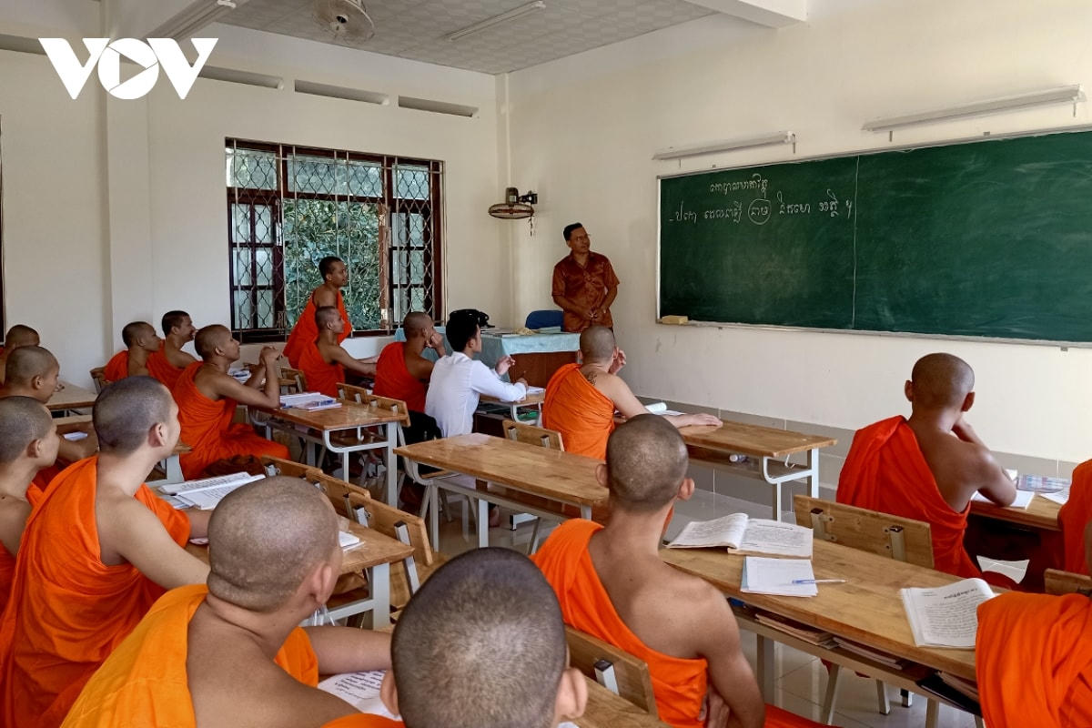 Lớp học của Trường trung cấp Pali-Khmer Trà Vinh.  