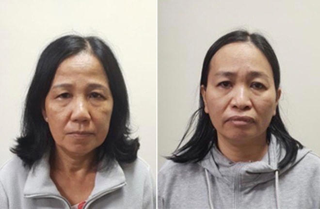 Bị can Nguyễn Kim Liên (trái) và Vũ Thị Lợi.