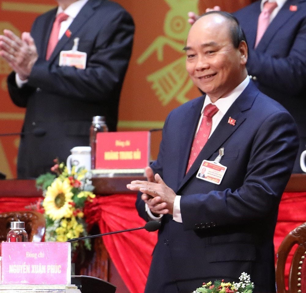 Ủy viên Bộ Chính trị, Thủ tướng Chính phủ Nguyễn Xuân Phúc tham gia Đoàn Chủ tịch Đại hội. Ảnh: TTXVN.  