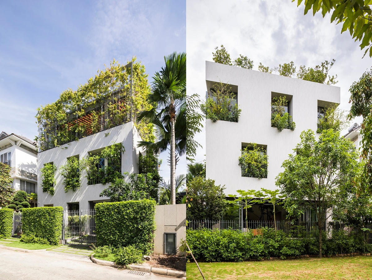 Nằm trong một khu dân cư mới ở TP HCM, căn nhà được thiết kế hòa hợp với thiên nhiên bằng cách đưa cây cối vào trồng trực tiếp ở không gian bên trong với mật độ không quá dày, tạo cảm giác xanh mát mà vẫn thoáng đãng.