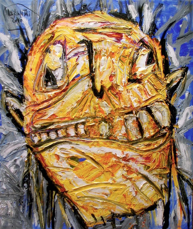 Tác phẩm sự thật trong phản chiếu song hành của họa sĩ Lê Kinh Tài.