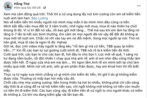Thơ Nguyễn đăng tải ý kiến trên trang Facebook cá nhân. Nguồn: FBNV.