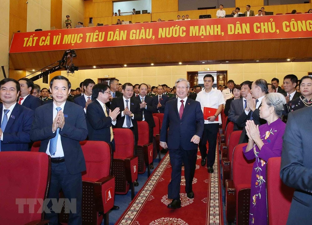 Thường trực Ban Bí thư Trần Quốc Vượng dự khai mạc Đại hội Đại biểu Đảng bộ tỉnh Tuyên Quang. (Ảnh: Phương Hoa/TTXVN).