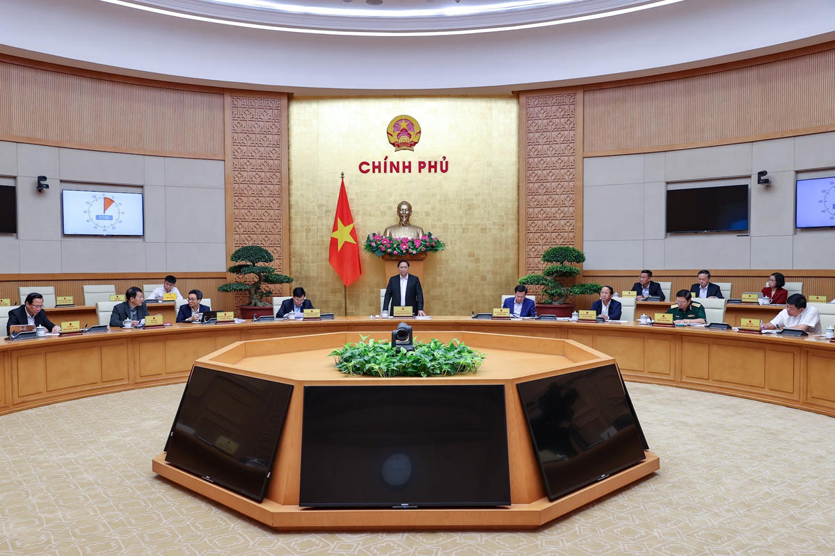 Thủ tướng Phạm Minh Chính chủ trì phiên họp Chính phủ chuyên đề về công tác quy hoạch. Ảnh: VGP/Nhật Bắc.