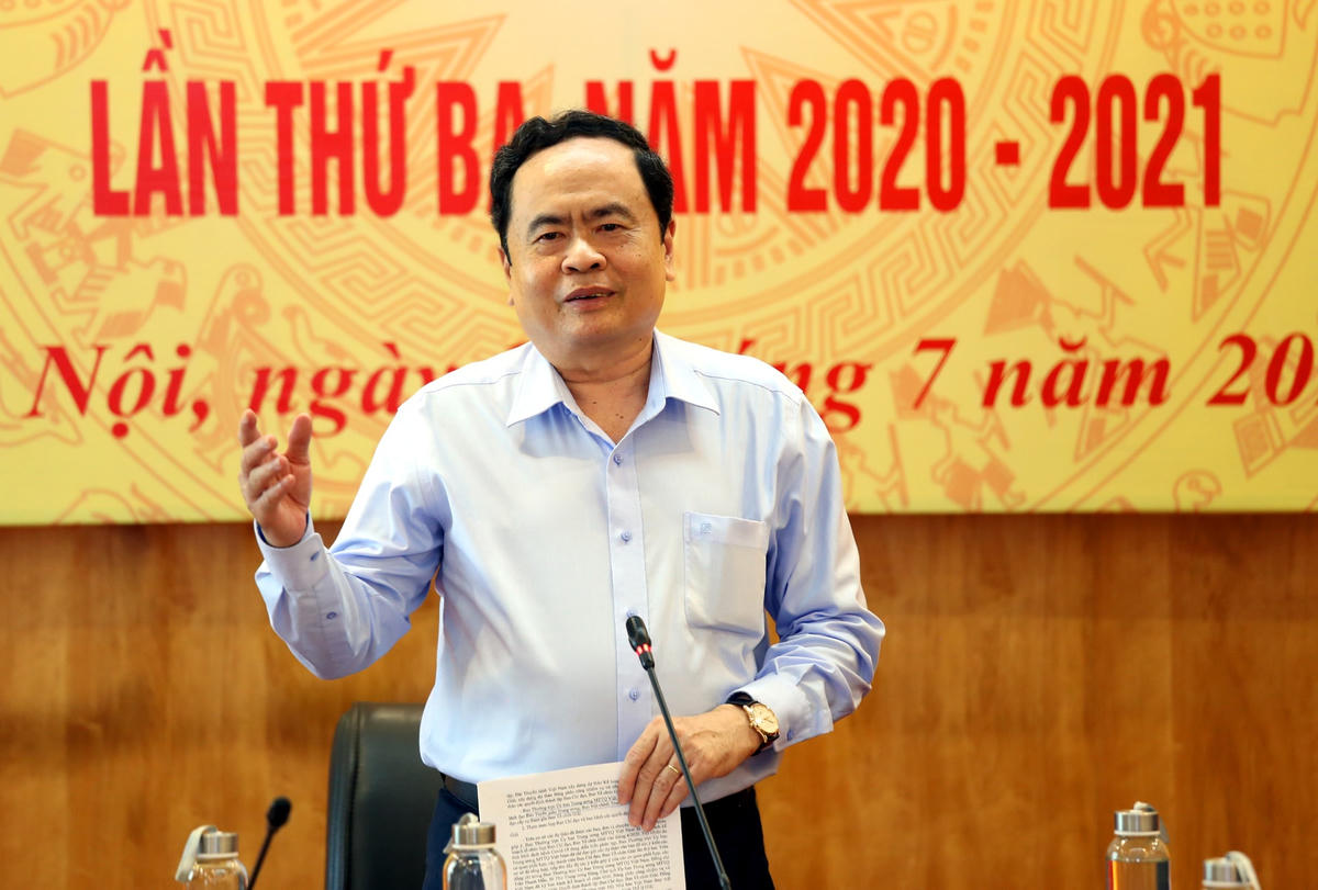 Chủ tịch Trần Thanh Mẫn phát biểu chỉ đạo tại cuộc họp. Ảnh: Kỳ Anh.