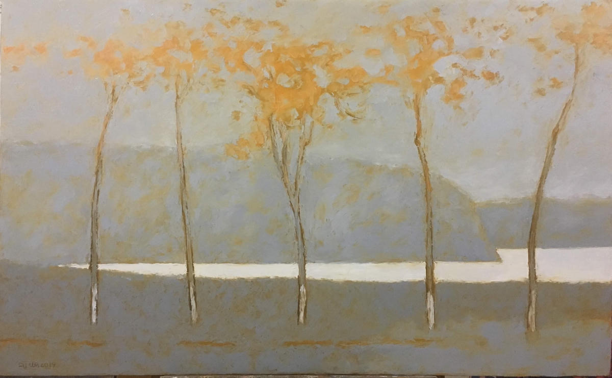 “Ngày mưa” (Sơn dầu, 80x130 cm).