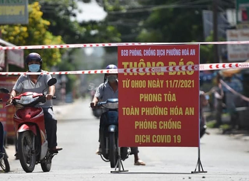 Một khu vực phong tỏa tại phường Hóa An, TP Biên Hòa.