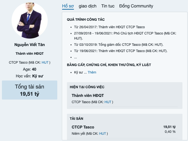 Một Ủy viên HĐQT Tasco muốn bán hơn 1 triệu cổ phiếu HUT