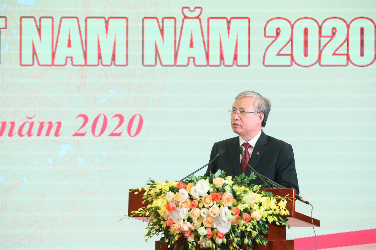 Thường trực Ban Bí thư Trần Quốc Vượng phát biểu tại buổi lễ. Ảnh: Quang Vinh.