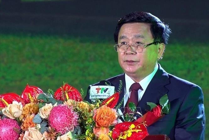 Ông Nguyễn Xuân Thắng, Ủy viên Bộ Chính trị, Giám đốc Học viện Chính trị Quốc gia Hồ Chí Minh, Chủ tịch Hội đồng Lý luận Trung ương phát biểu tại Lễ kỷ niệm. Ảnh: Quang Cường/TTXVN.