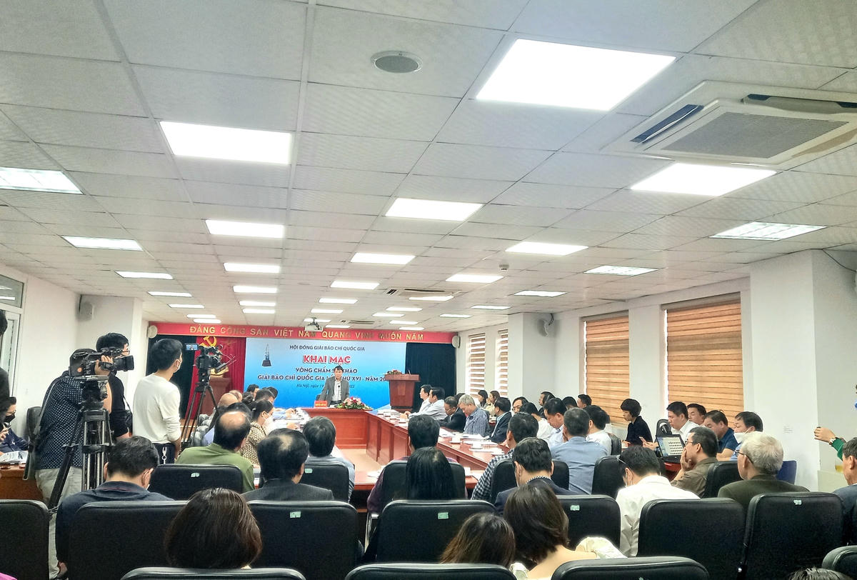 Toàn cảnh họp báo khai mạc vòng chấm sơ khảo Giải báo chí Quốc gia năm 2021.