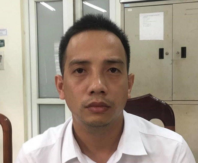Điêu Mạnh Cường tại cơ quan Công an.