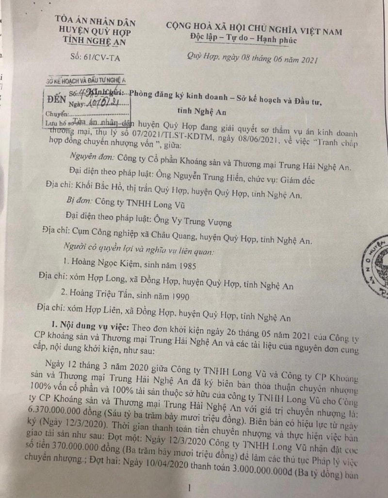 Văn bản số 61 của TAND huyện Quỳ Hợp là văn bản “đề nghị”, chứ không phải “yêu cầu” theo quy định.