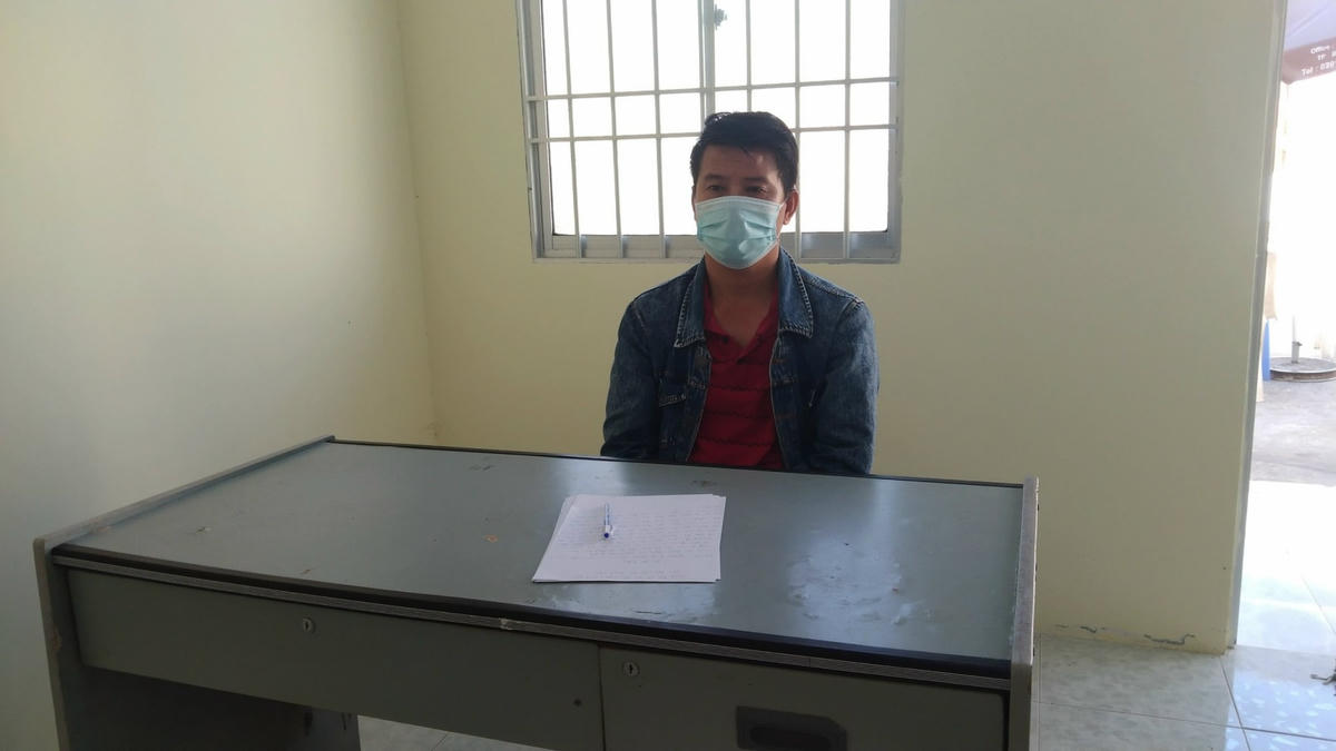 Đối tượng Nguyễn Trọng Dương tại cơ quan Công an.