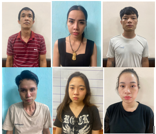 Cương cùng nhóm đối tượng tại cơ quan Công an. 