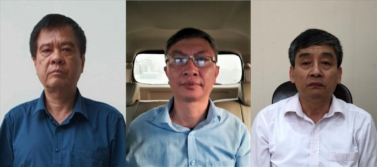 Các bị can Nguyễn Văn Kiên, Trịnh Mạnh Cường, Đinh Văn Hữu (từ trái qua). Ảnh: Bộ Công an.
