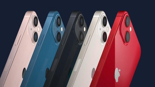 iPhone 13 và iPhone 13 mini có 5 màu bao gồm: hồng, xanh, bóng đêm, ánh sao và đỏ.