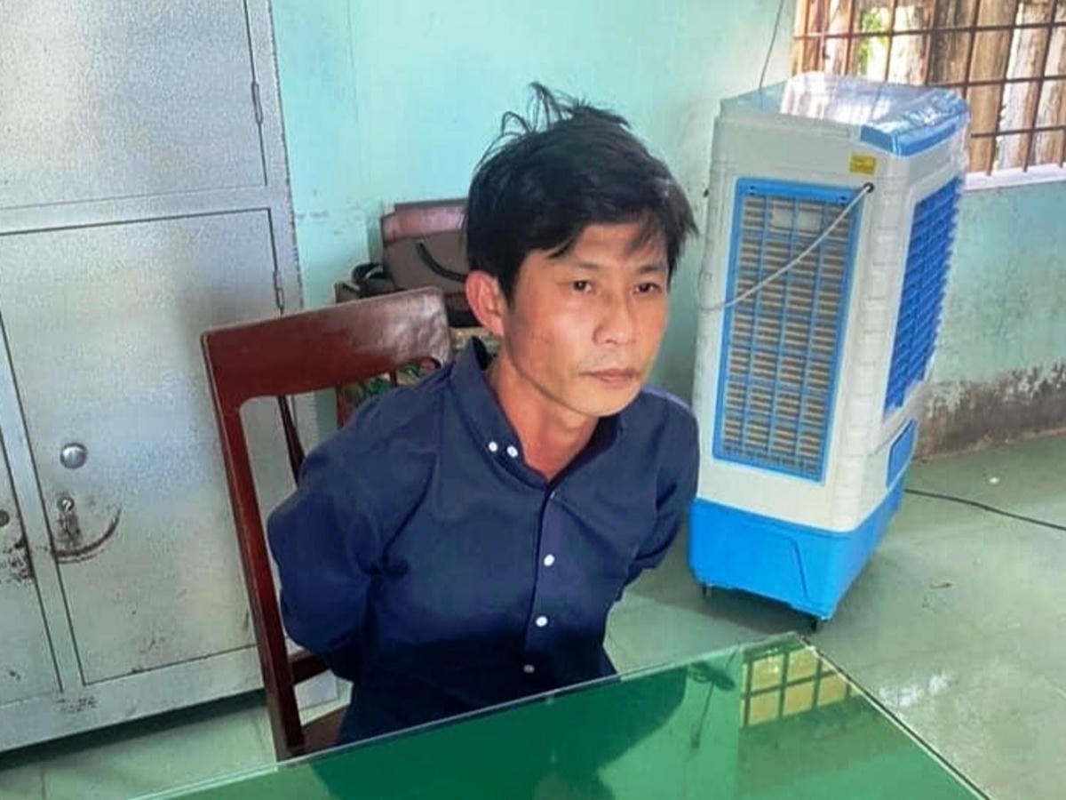 Đối tượng Trương Quang Cường tại cơ quan Công an. (Ảnh CTV).