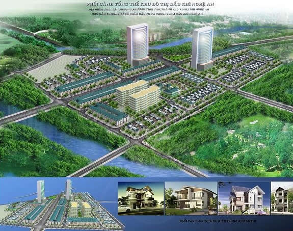 Phối cảnh tổng thể Dự án Khu đô thị Dầu khi do Cty CP Đầu tư và Thương Mại dầu khí Nghệ An được xem là “đầu voi đuôi chuột”.