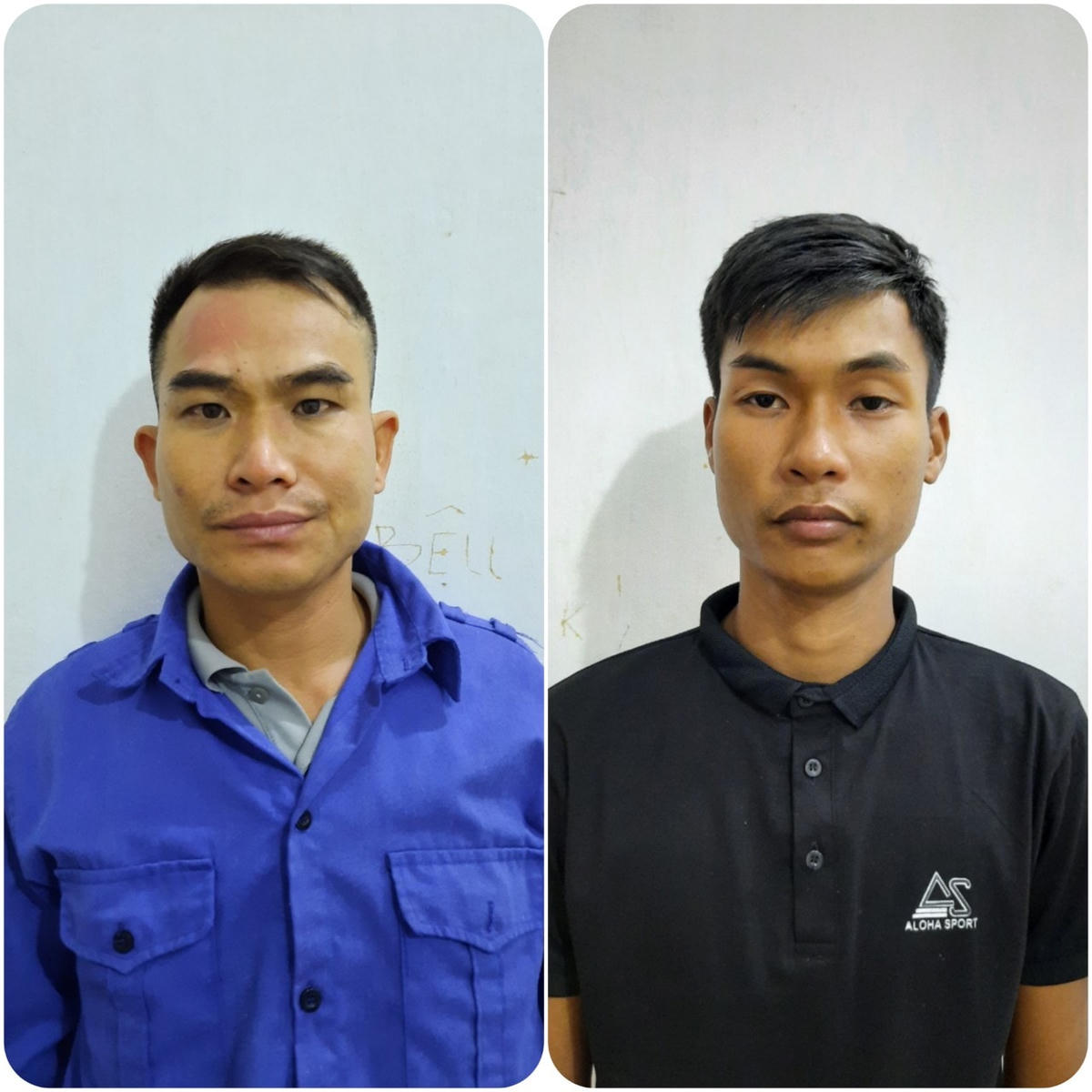 Các đối tượng Tiến và Quang tại cơ quan Công an huyện Tứ Kỳ